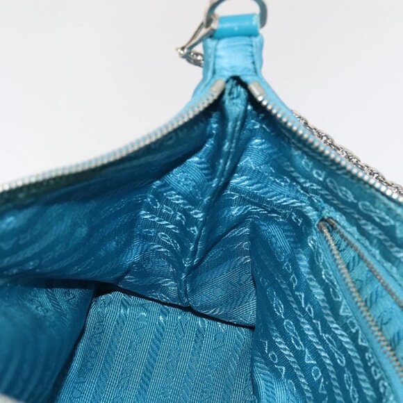 PRADA Chain Shoulder Bag Nylon Light Blue Auth 80225 - Picture 11 of 16